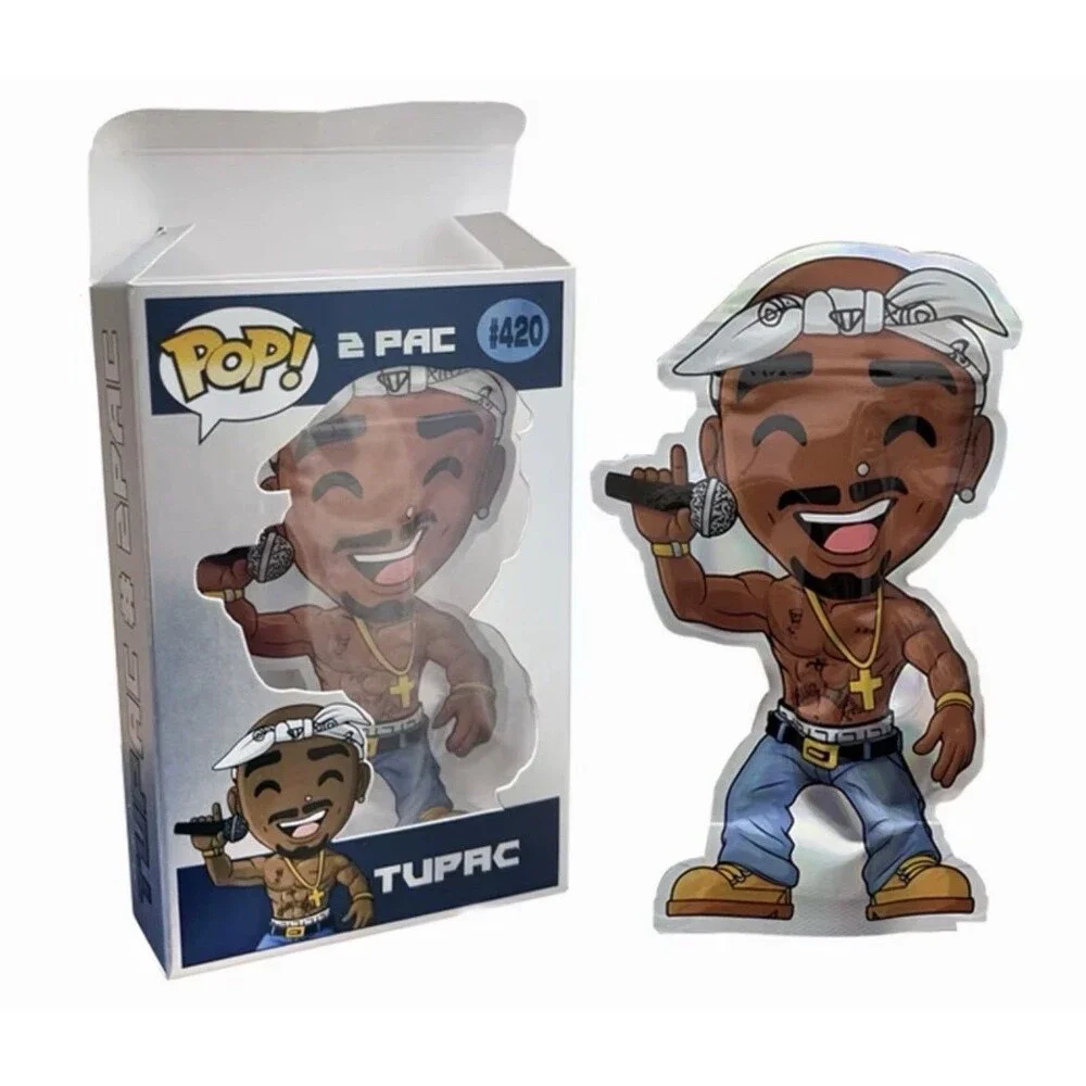 Pop 2PAC Tupac Doll Figure Collectible Custom Mylar Zipper Bags & box 50pack